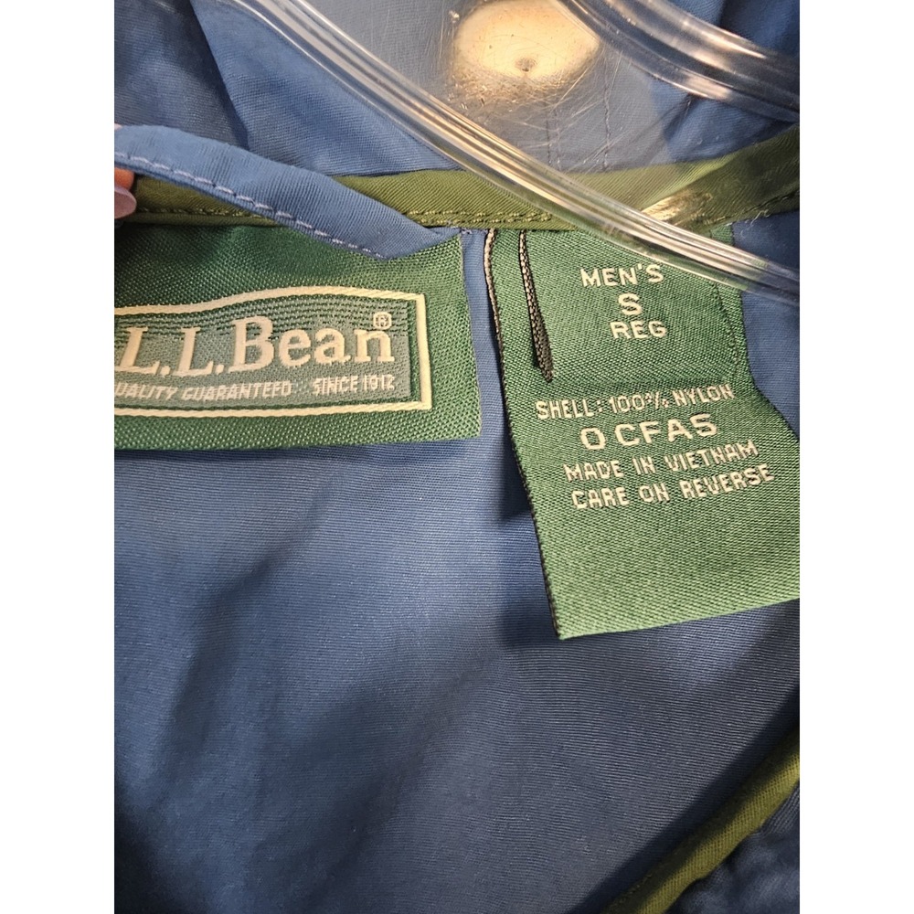 Vtg LL Bean Men's Small Jacket Hooded Nylon Anorak Pullover Hiking Blue - Picture 3 of 9